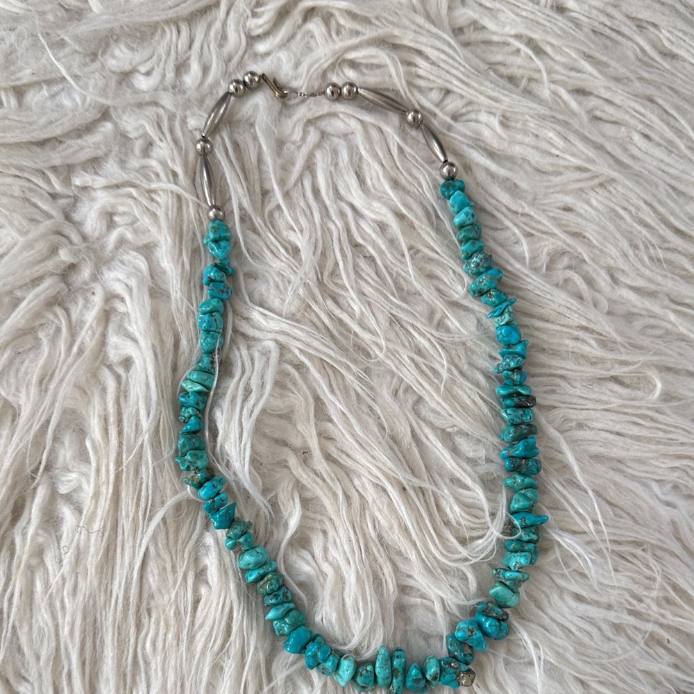 Turquoise Pyrite Sterling Silver Necklace